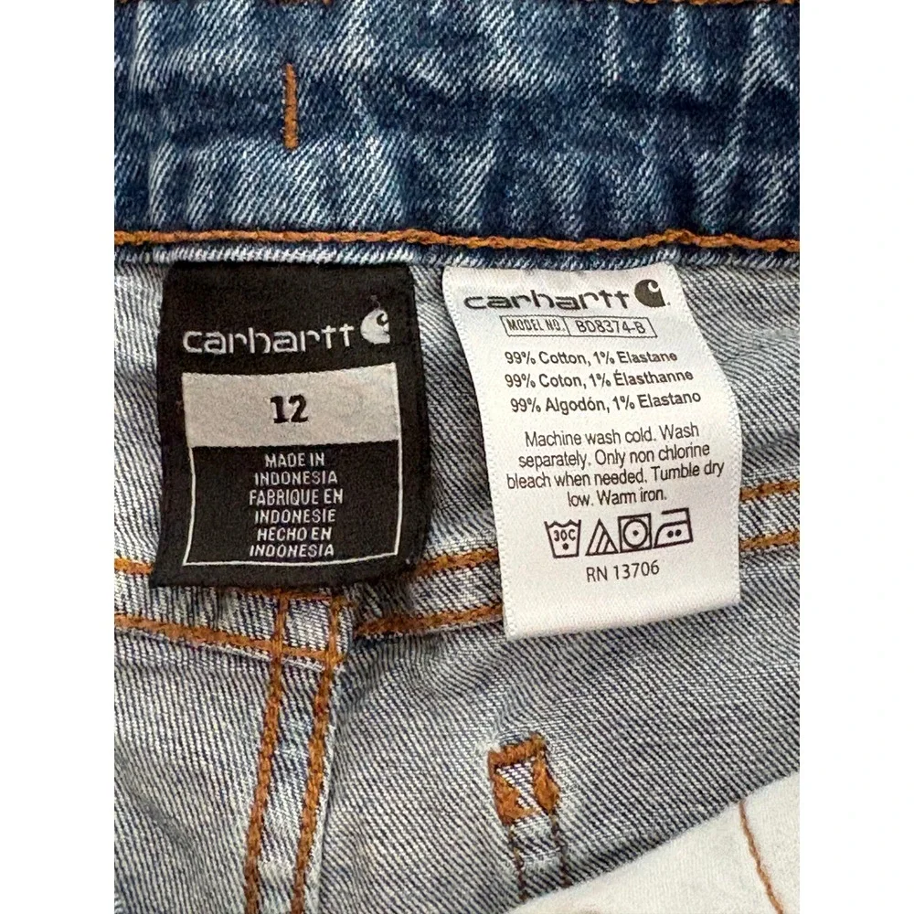 Bundle of 4 - Carhartt Kid Jeans Size 12 Denim Bootcut Adjustable Waist BD8374-B